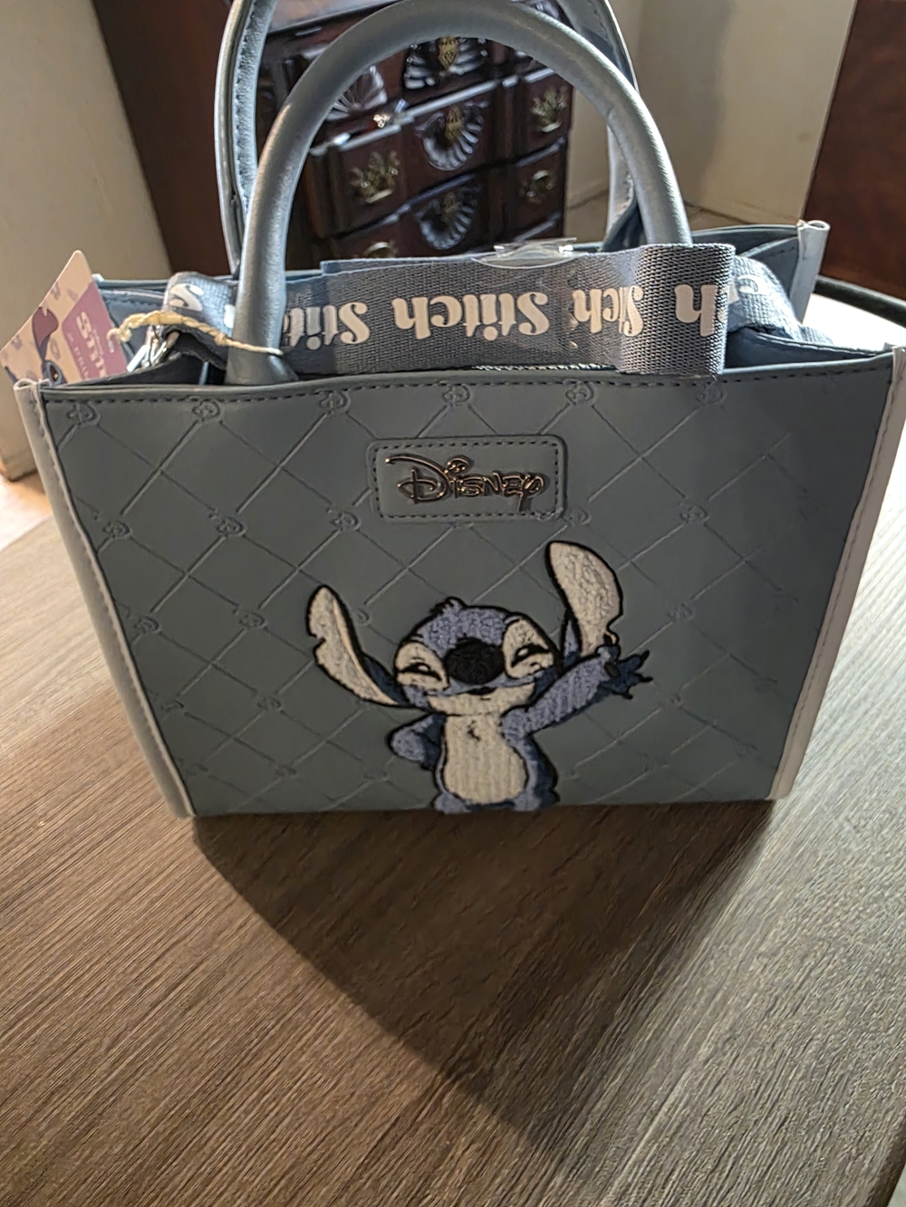 Disney Stitch Embroidered Blue Tote Bag
